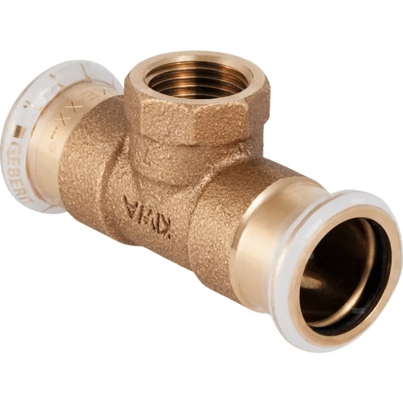 Zniżka Trójnik GEBERIT Mapress Kupfer przejściowy miedź 54 mm x 1/2‘‘ x 54 mm (mufa zaciskowa x GW x mufa zaciskowa)