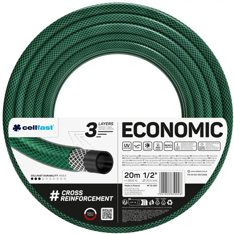Cena promocyjna Wąż ogrodowy do nawadniania 1/2" 20 m 3-warstwowy ECONOMIC Cellfast 10-001