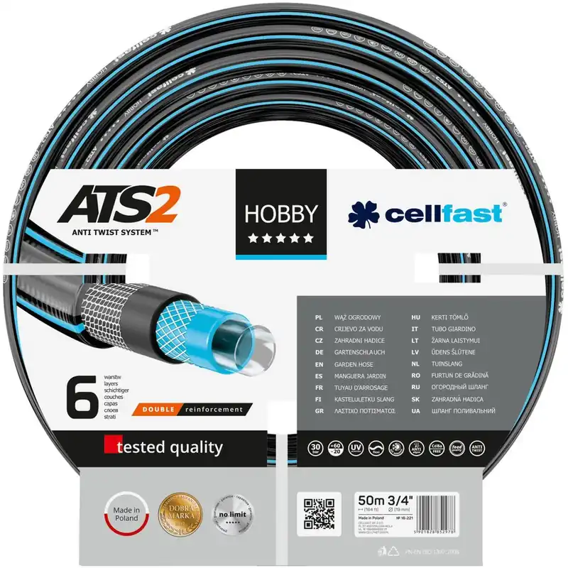 Ekspresowa dostawa Wąż ogrodowy Cellfast Hobby ATS o średnicy 3/4‘‘ i długości 50 m 16-221