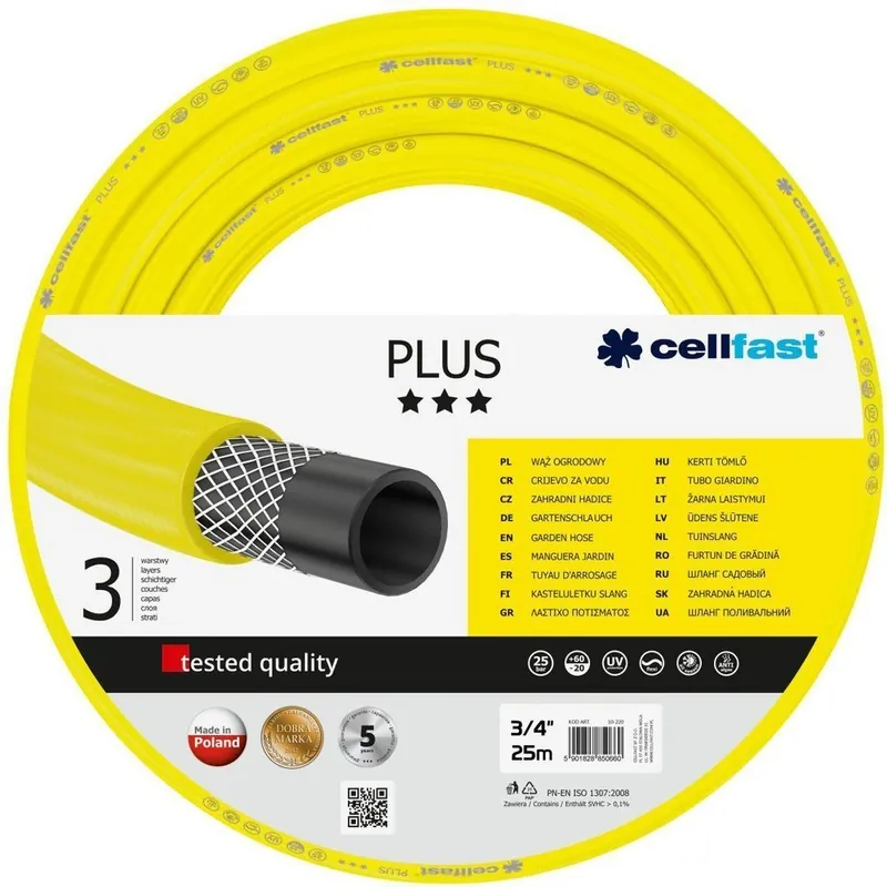 Cena promocyjna Wąż ogrodowy do nawadniania 3/4" 25 m 3-warstwowy PLUS Cellfast 10-220