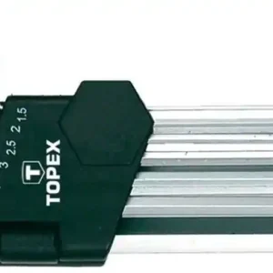Zestaw kluczy sześciokątnych długich ze stali CrV o rozmiarze 1.5 - 10 mm 9 sztuk Topex 35D957 Zamów dziś