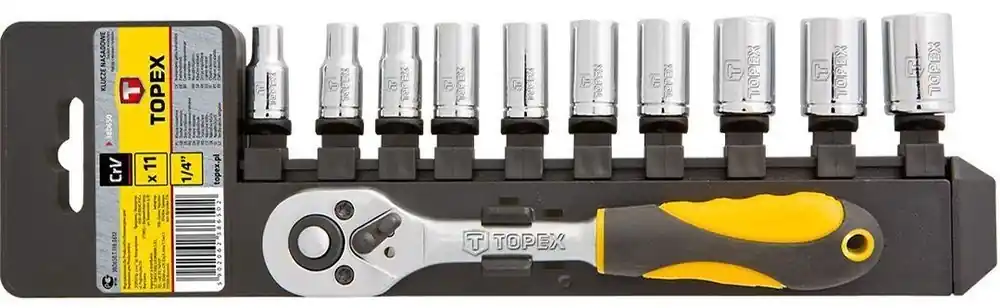 Zestaw kluczy nasadowych 1/4" 11 elementów Topex 38D650 Ostatnia szansa