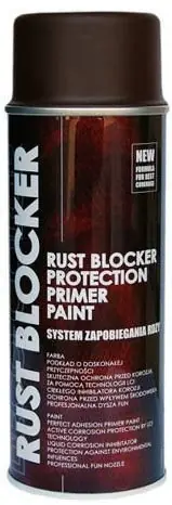 Farba podkładowa antykorozyjna brązowa Rust Blocker w sprayu RAL 8017 o pojemności 400 ml Deco Color Super okazja