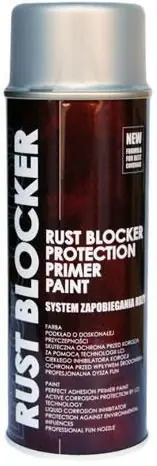 Oferta czasowa Farba podkładowa antykorozyjna srebrna Rust Blocker w sprayu RAL 9006 o pojemności 400 ml Deco Color